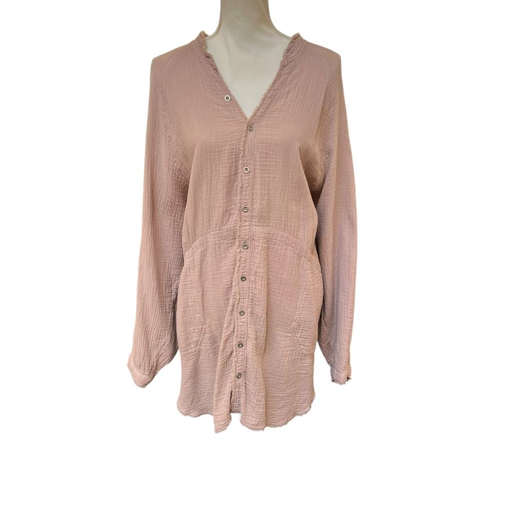 Free People We The Free Gauzy Button Front Dress Mauve Pink Size L Boho